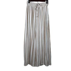 American Eagle Womens Wide Leg Linen Blend Pull on Pants Size S Lined Stripes